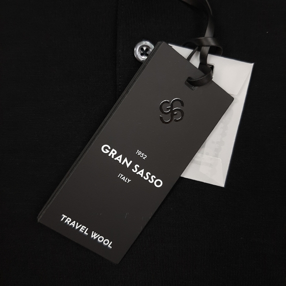 GRAN SASSO Black 100% Wool Long Sleeved Polo Shirt Size 54 Fine Travel Wool NEW - Picture 8 of 15